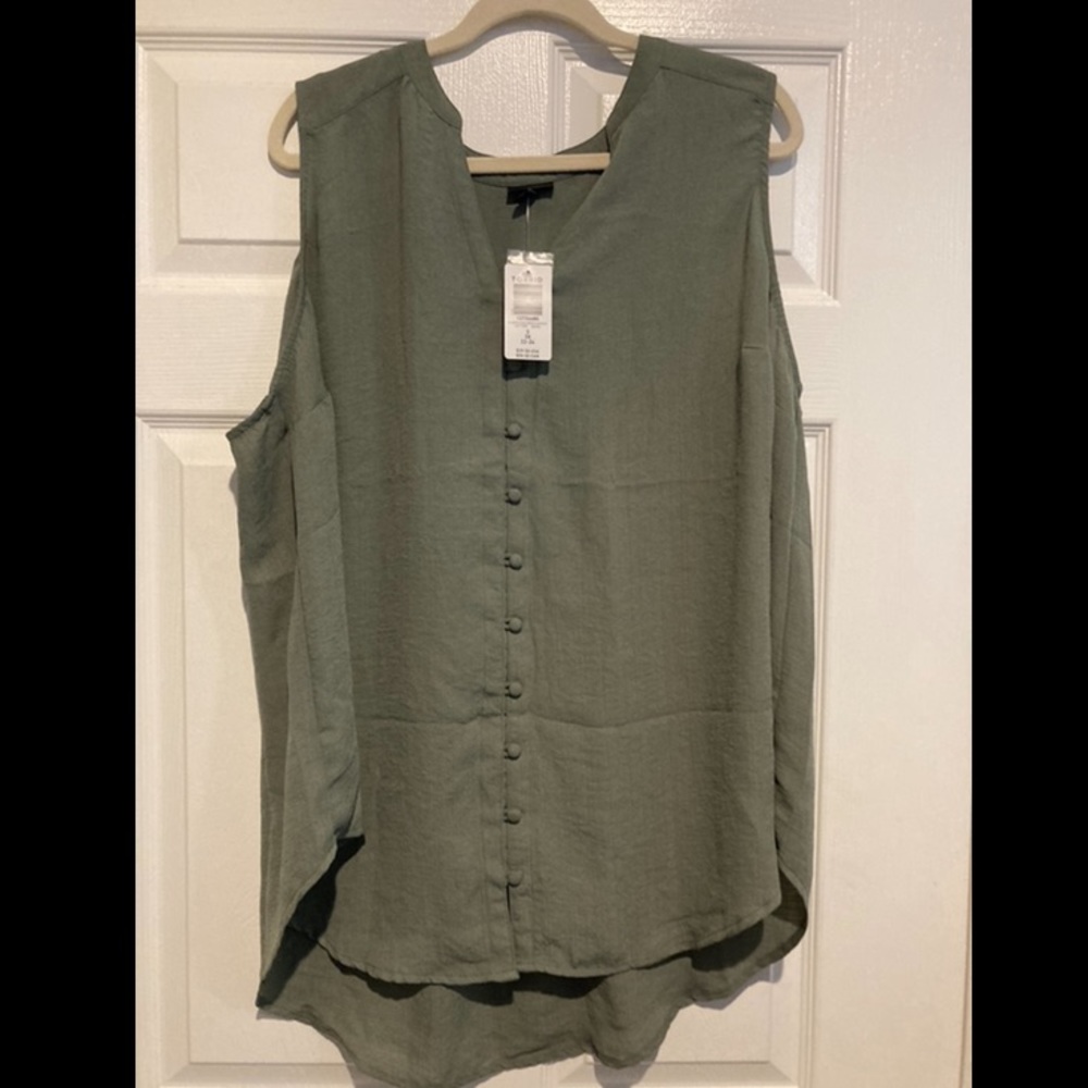 Torrid - Harper Light Olive Gauze Button Front 3X